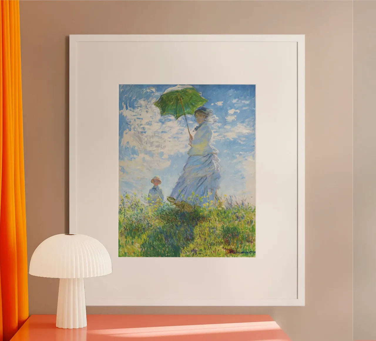 Donna con ombrellino - Claude Monet (1875) poster con telaio in alluminio da Jolie Prints