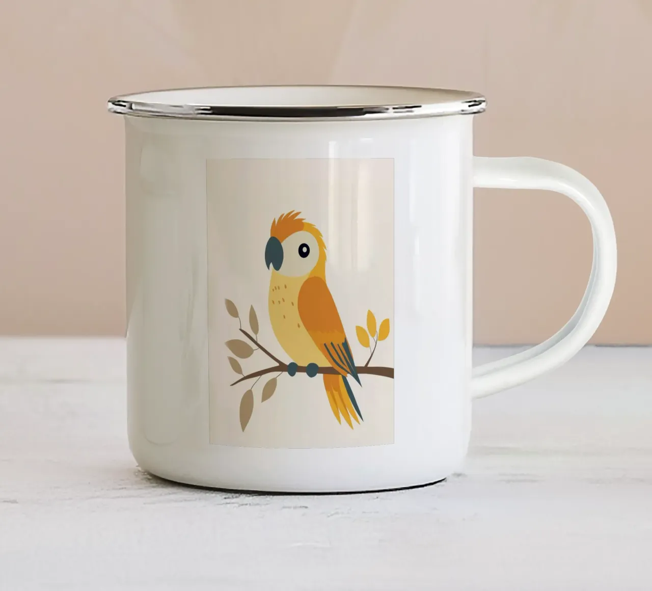 Pappagallo stravagante tazza in smalto da Happy Littles