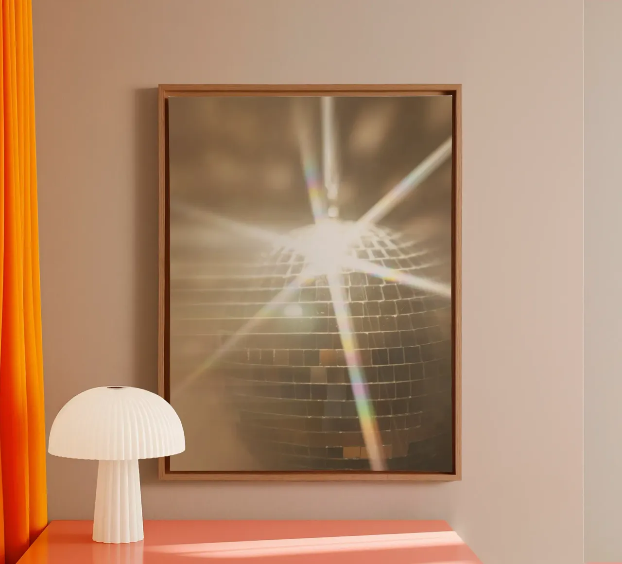 Art mural boule de disco dorée - Festive & Retro Party Glow toile avec Caisse américaine de Dagmar Pels