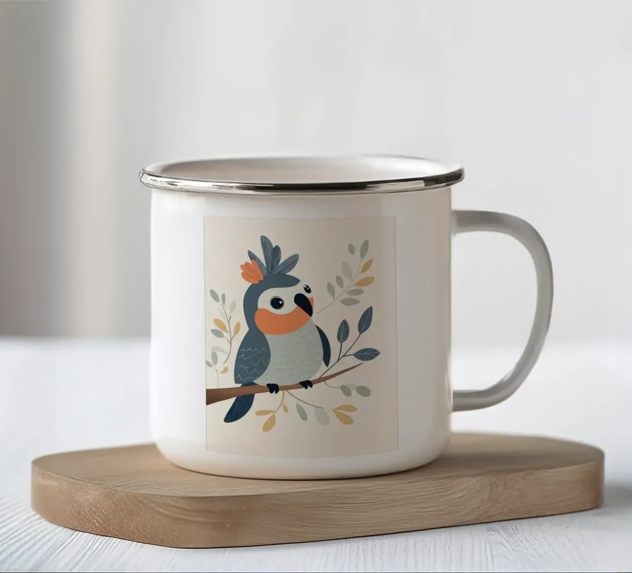 Pappagallo stravagante tazza in smalto da Happy Littles