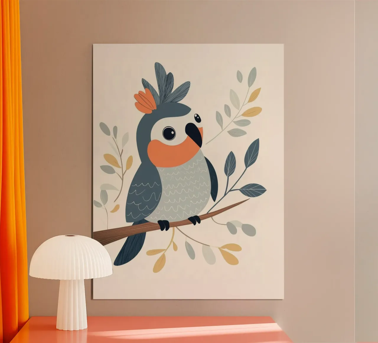 Pappagallo stravagante poster con telaio in legno da Happy Littles