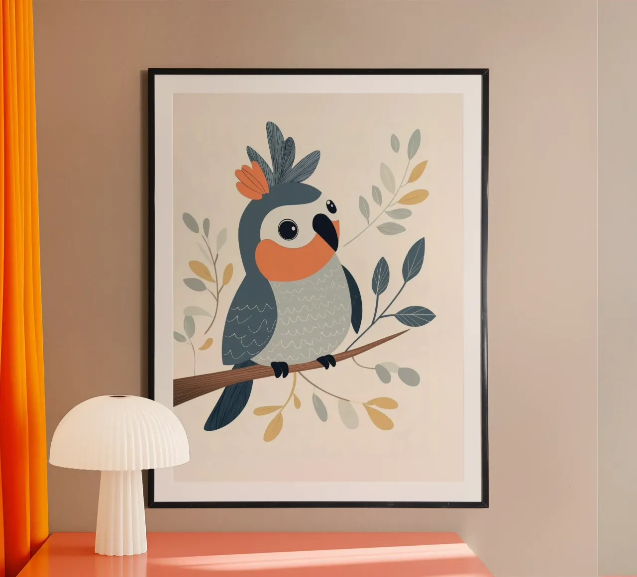 Pappagallo stravagante poster con telaio in legno da Happy Littles