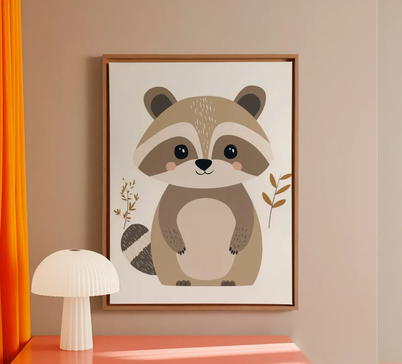 Whimsical Raccoon canvas with Floater frame by Happy Littles