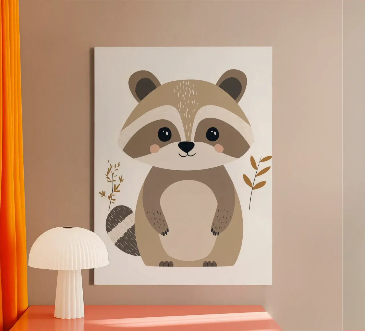 Whimsical Raccoon canvas with Floater frame by Happy Littles