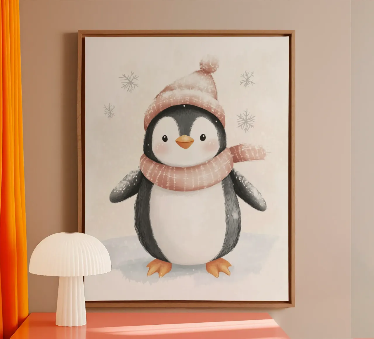 Whimsical Penguin canvas with Floater frame by Happy Littles