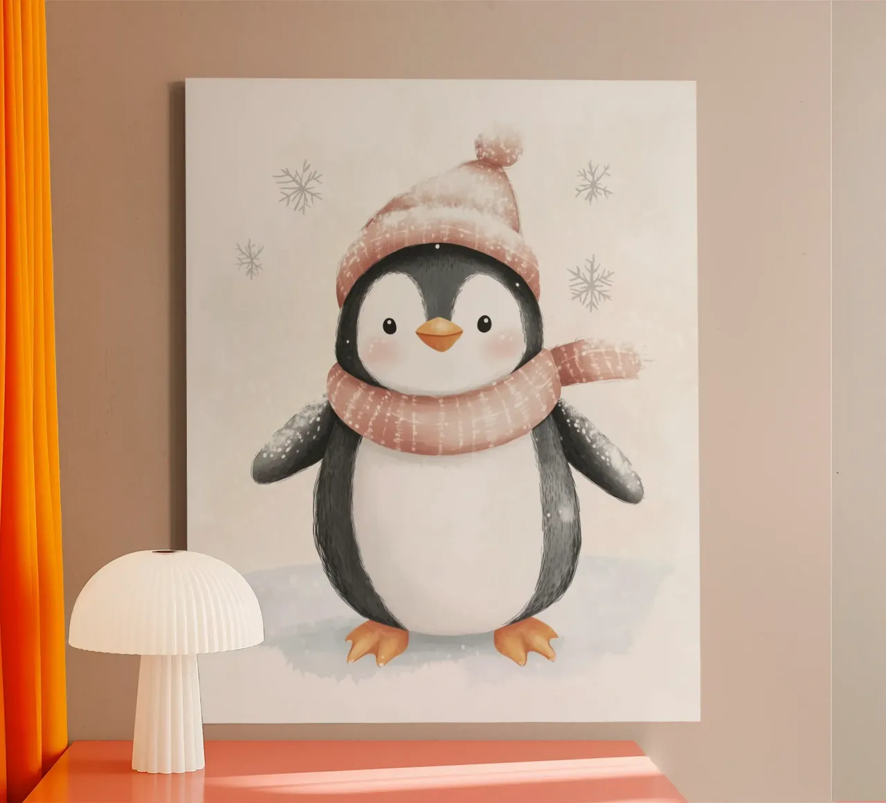 Whimsical Penguin canvas with Floater frame by Happy Littles