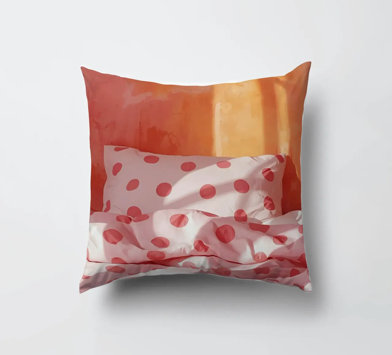 Storie di letti a pois rosa/arancio cuscino da Ohkimiko
