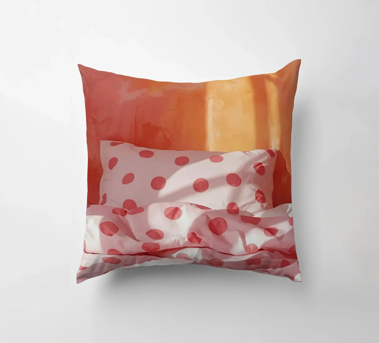 Storie di letti a pois rosa/arancio cuscino da Ohkimiko