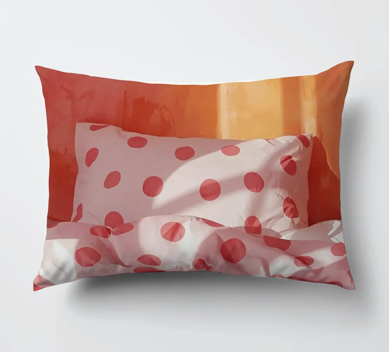 Storie di letti a pois rosa/arancio cuscino da Ohkimiko