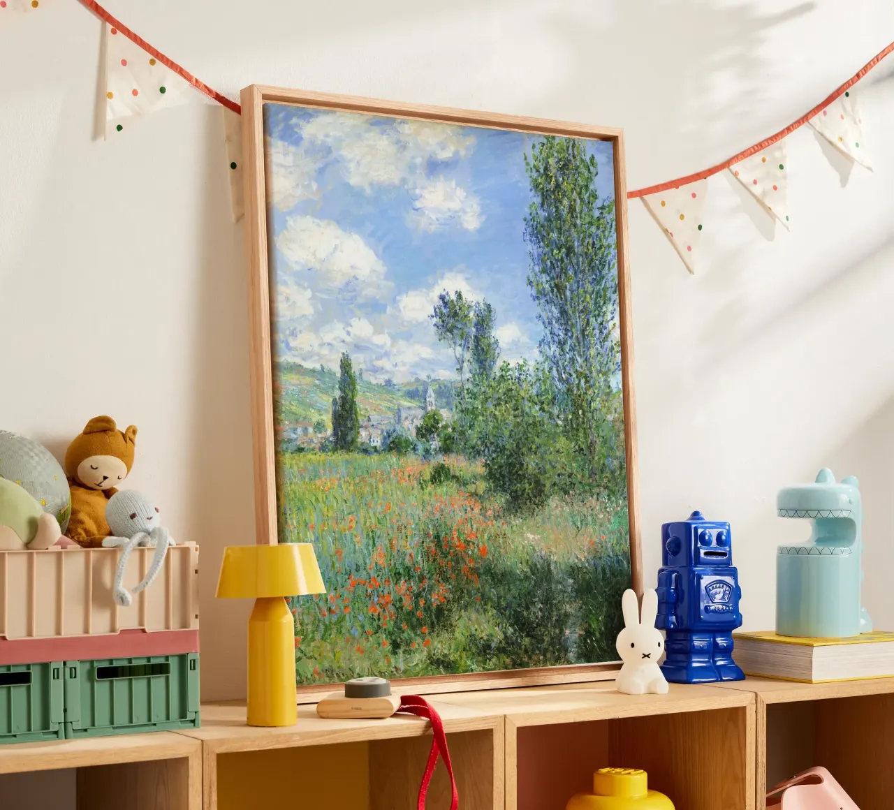 Vue de Vétheuil - Claude Monet (1880) toile avec Caisse américaine de Jolie Prints
