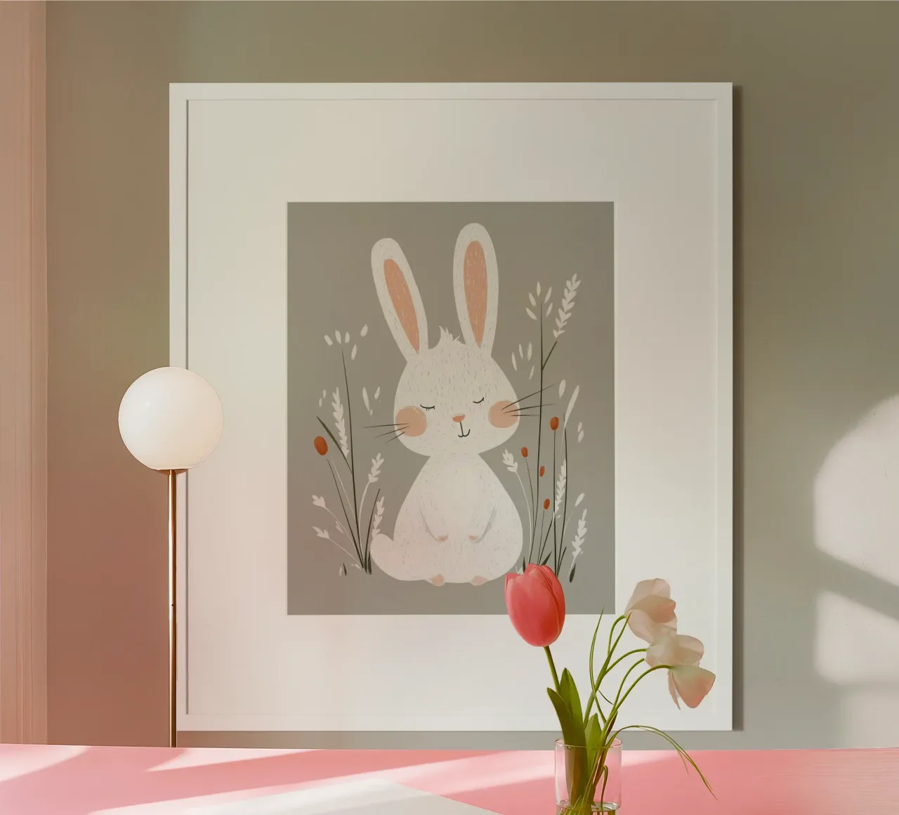 Coniglietto stravagante poster con telaio in legno da Happy Littles
