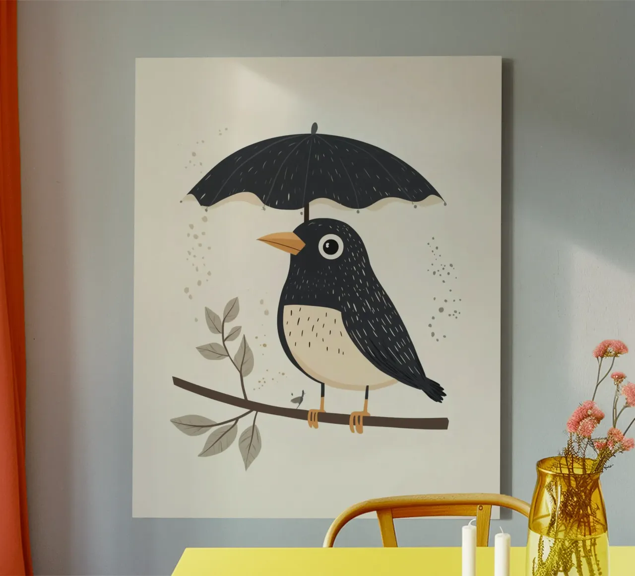 Uccello stravagante tela con Cornice a cassetta da Happy Littles