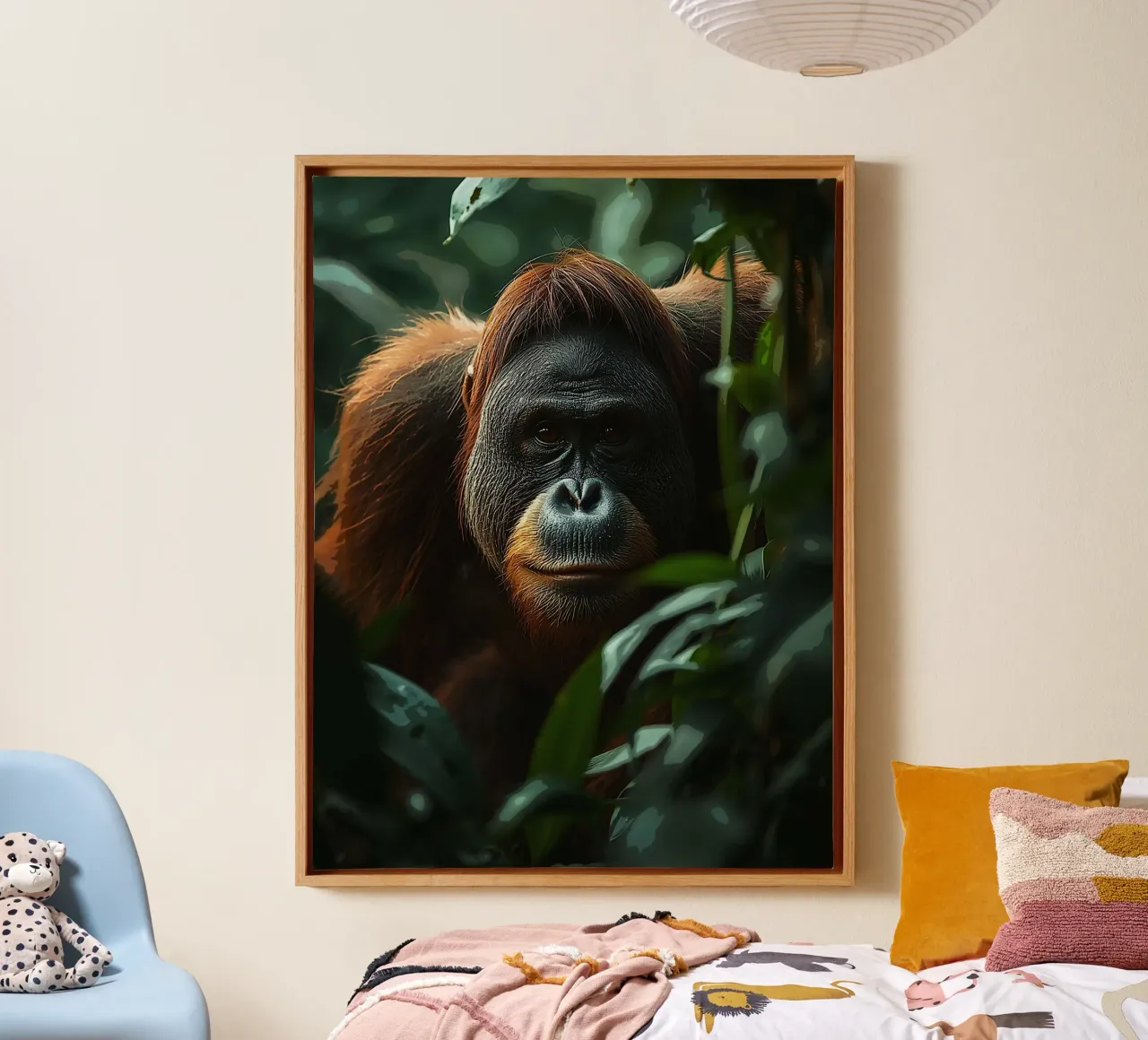 Guardian of the Jungle canvas with Floater frame by van hellen