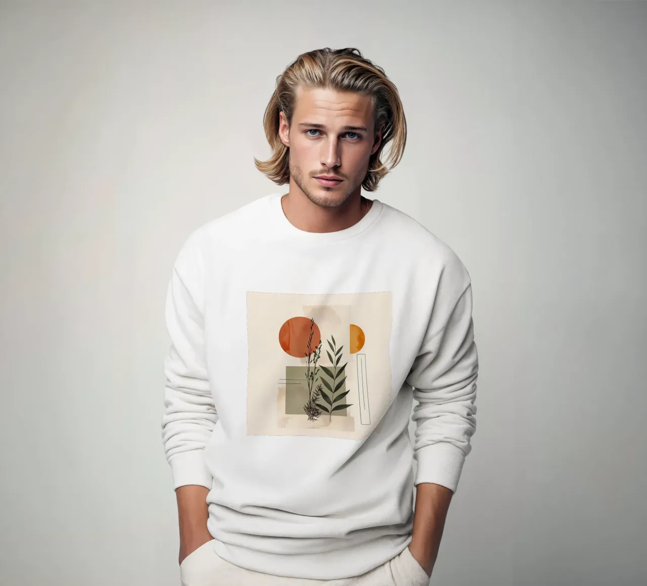 Elementi geometrici con composizione botanica felpa da LaylaOzHome