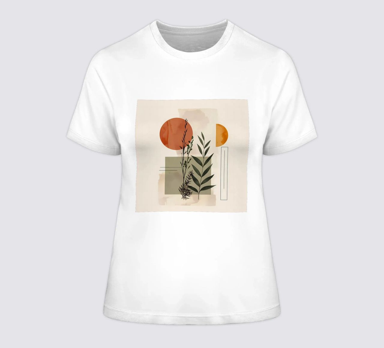 Geometrical elements with botanical composition women's fitted t-shirt by LaylaOzHome