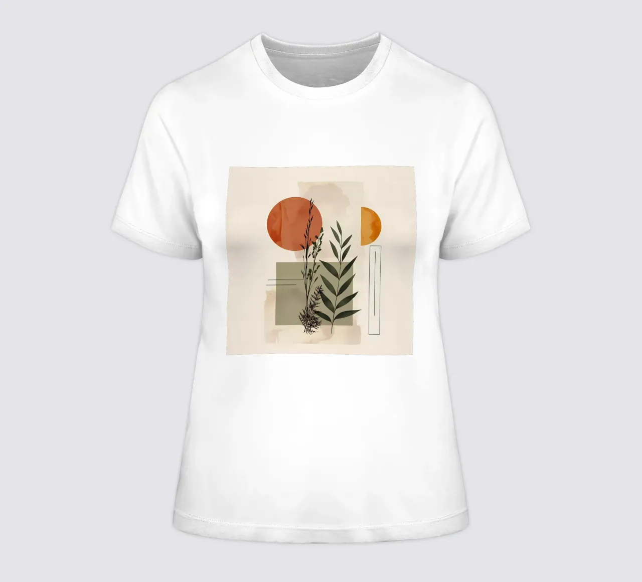 Elementi geometrici con composizione botanica t-shirt da donna da LaylaOzHome