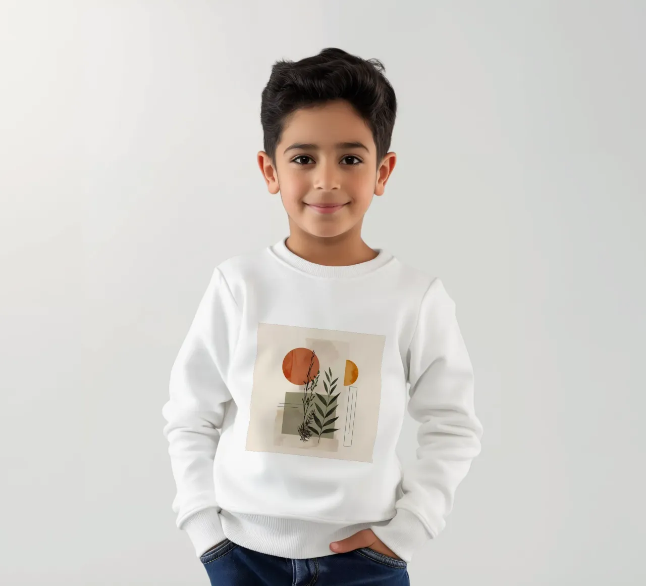 Elementi geometrici con composizione botanica felpa bambino da LaylaOzHome