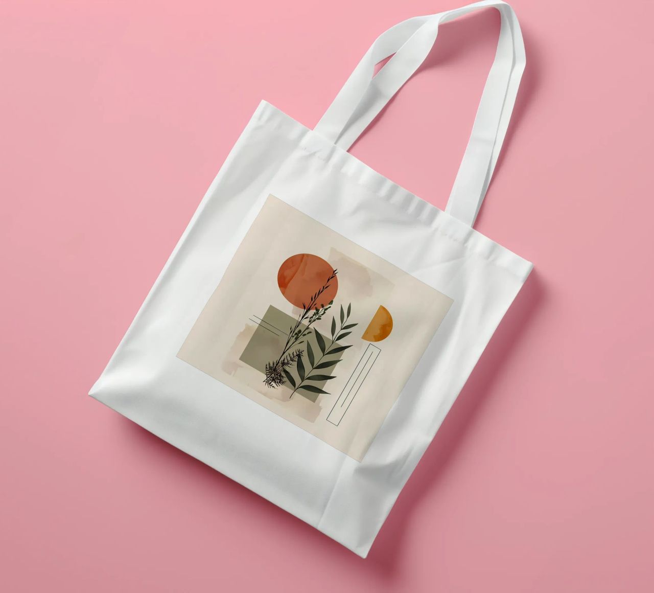 Geometrical elements with botanical composition tote bag by LaylaOzHome