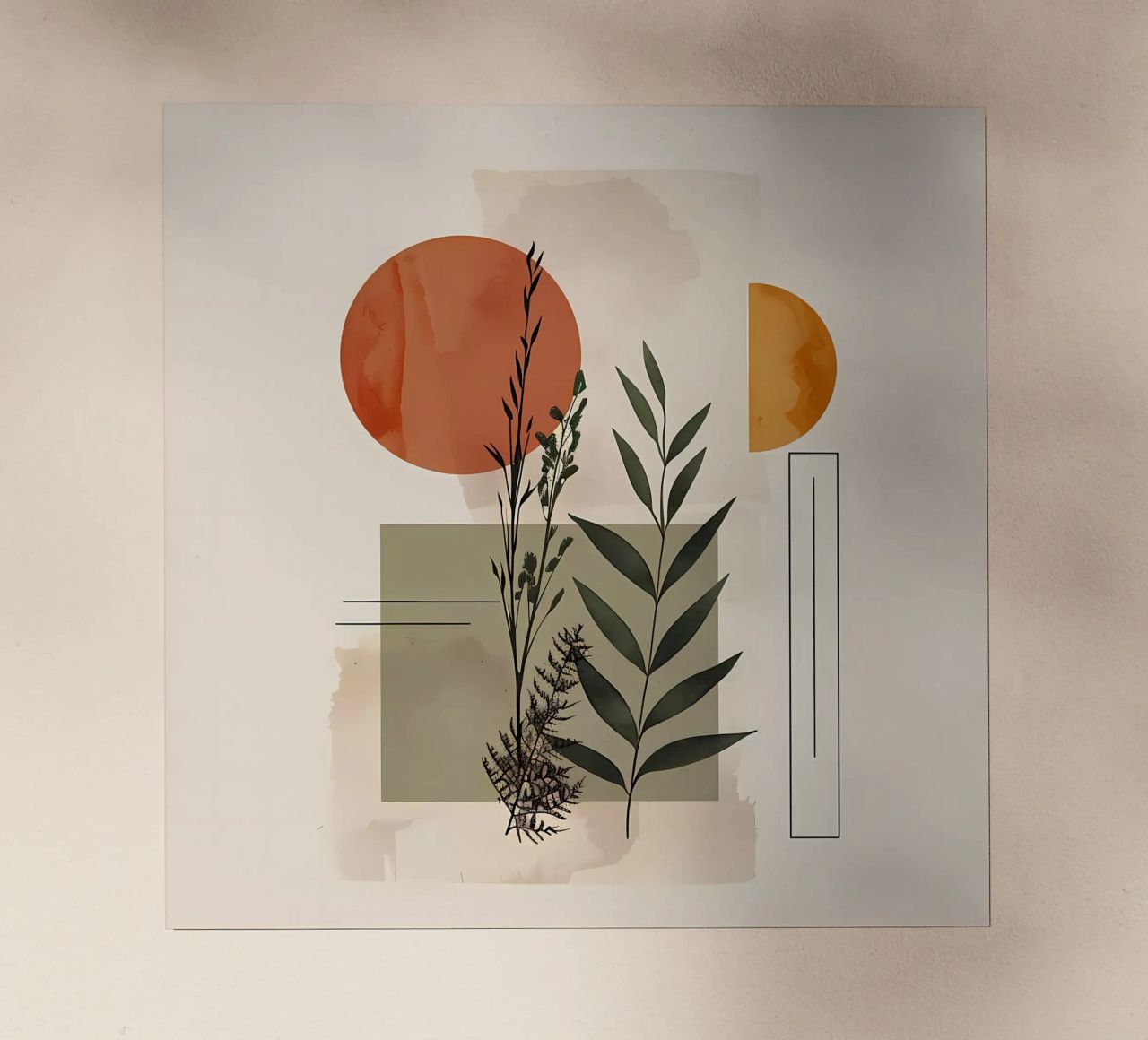 Geometrische elementen met botanische compositie backlit folie van LaylaOzHome