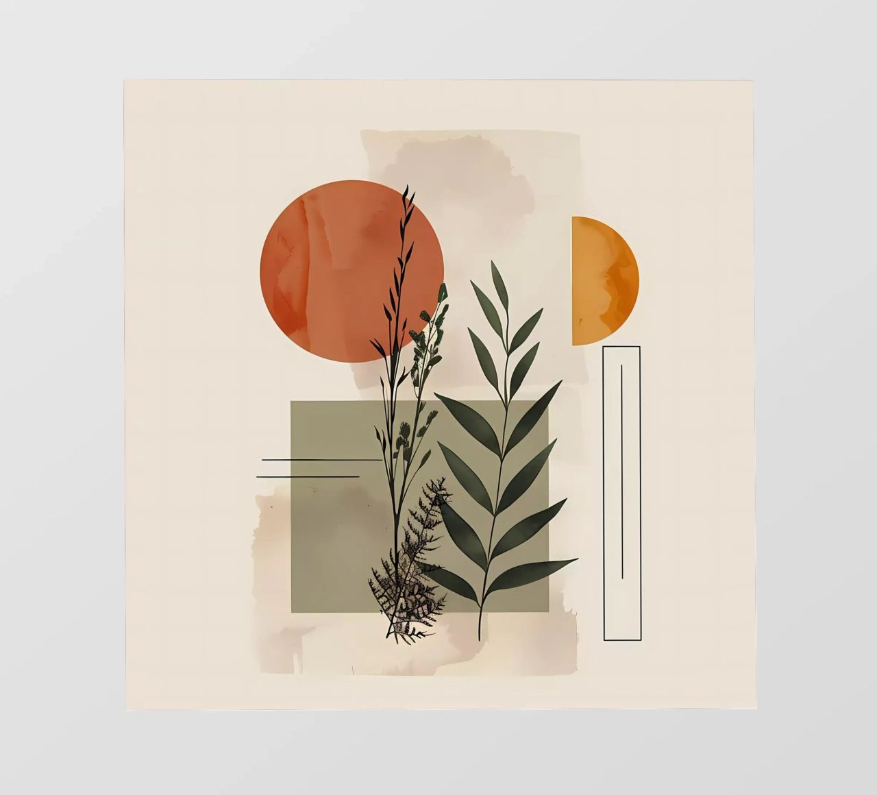 Geometrische elementen met botanische compositie backlit folie van LaylaOzHome