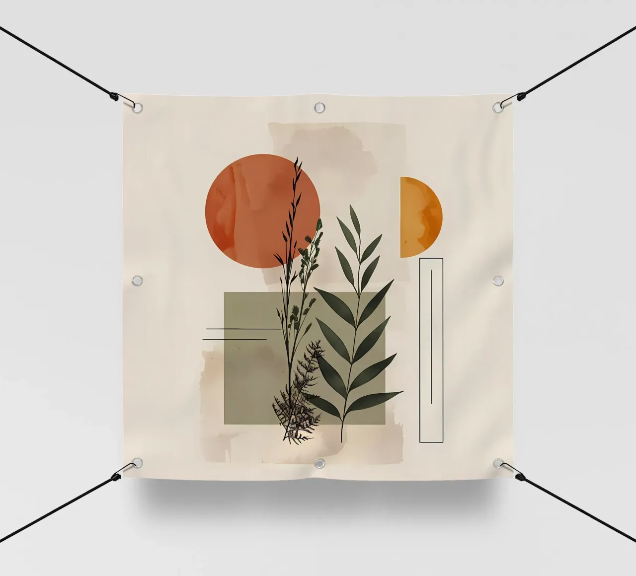 Elementi geometrici con composizione botanica telo in pvc da LaylaOzHome