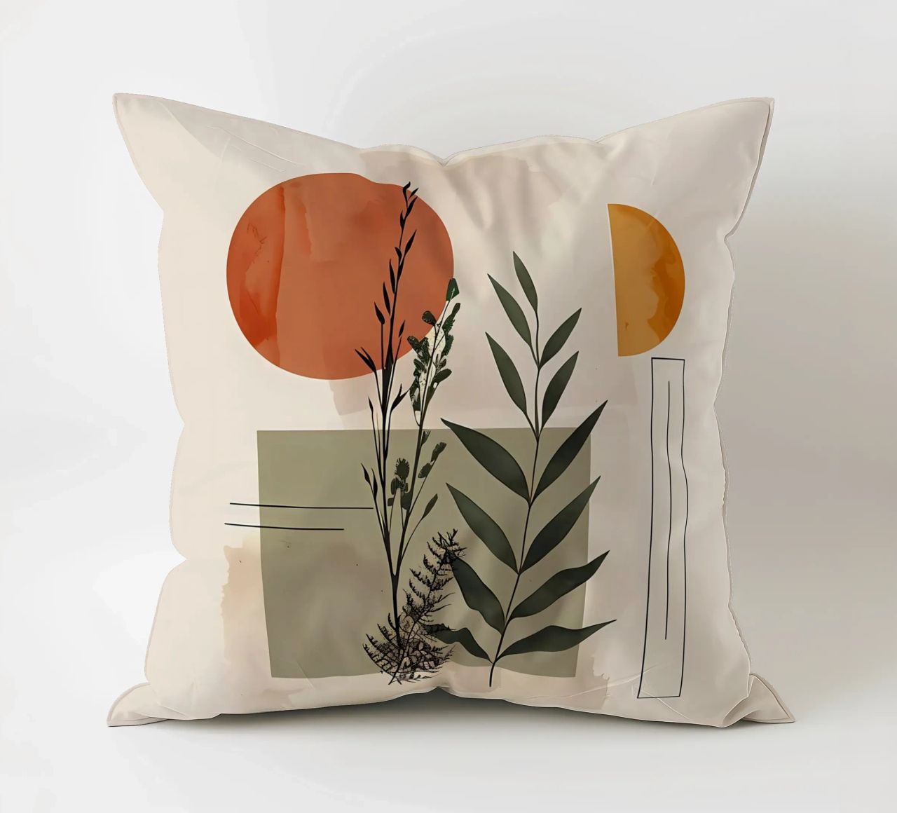 Geometrical elements with botanical composition decorative cushion by LaylaOzHome