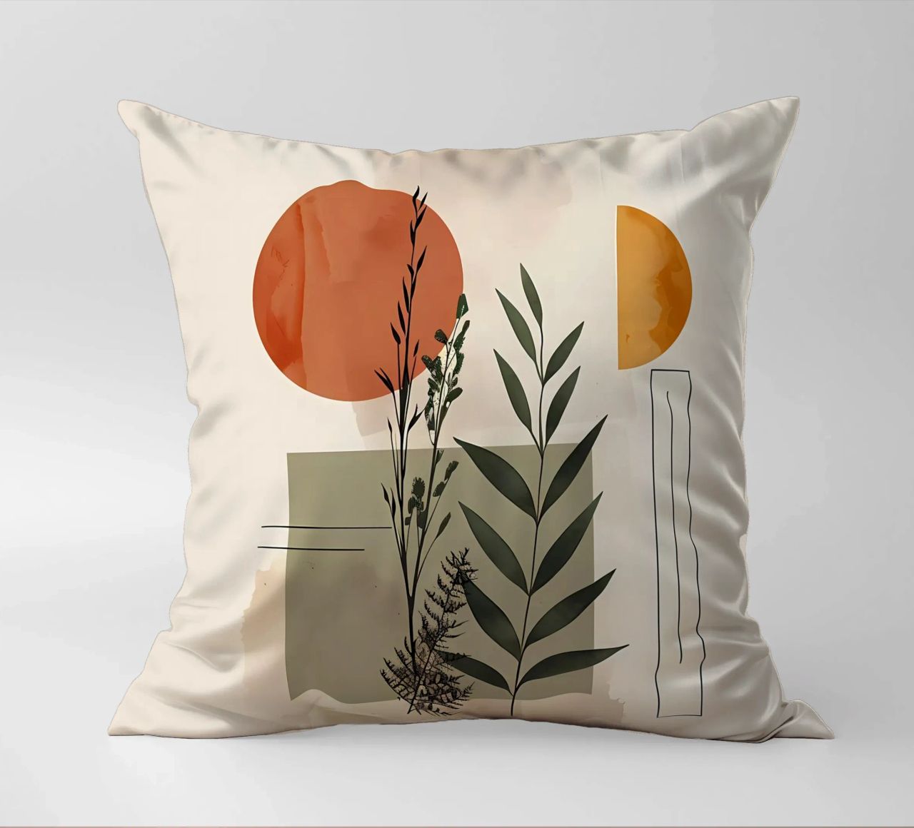 Geometrical elements with botanical composition decorative cushion by LaylaOzHome