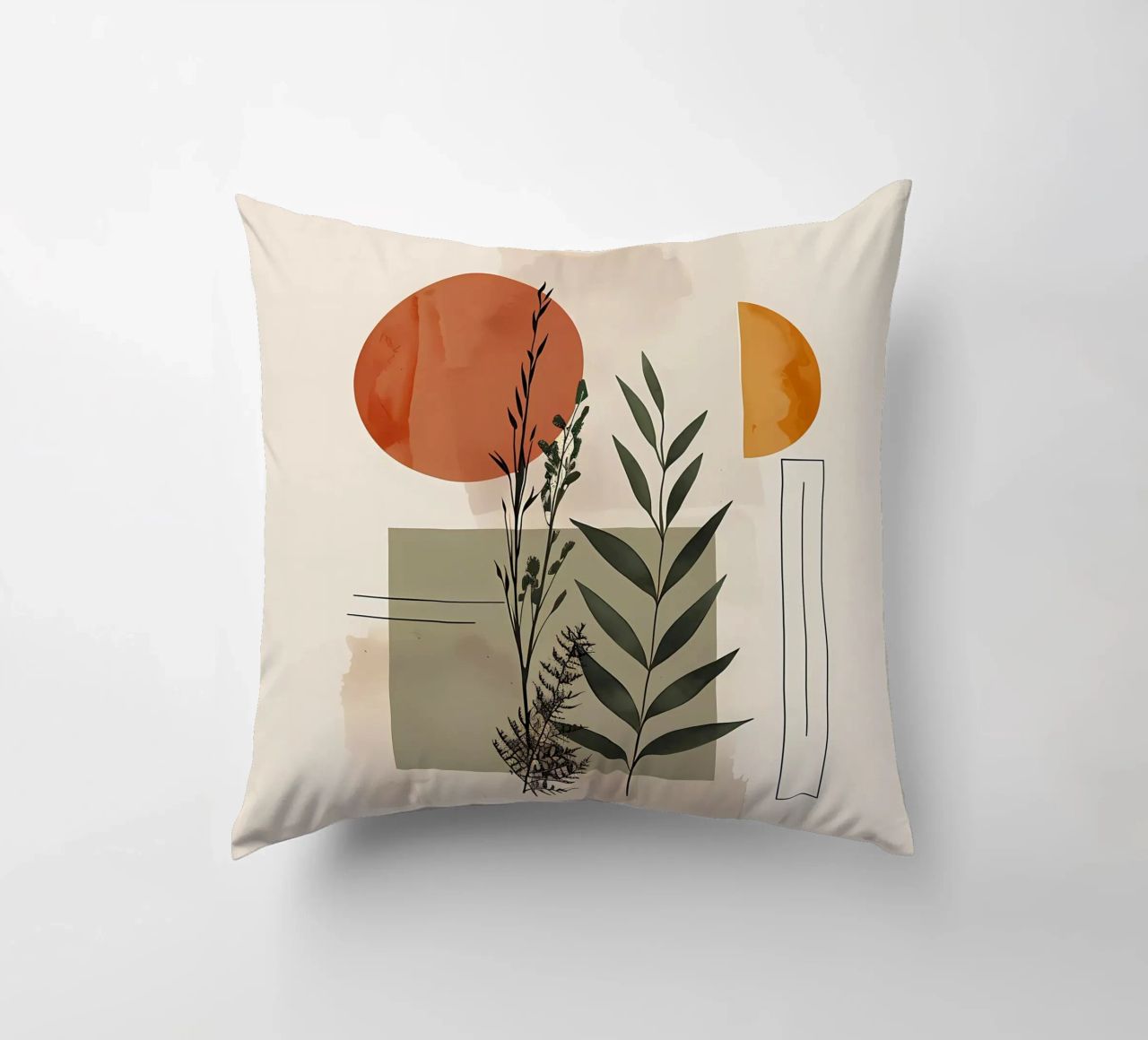 Geometrical elements with botanical composition decorative cushion by LaylaOzHome