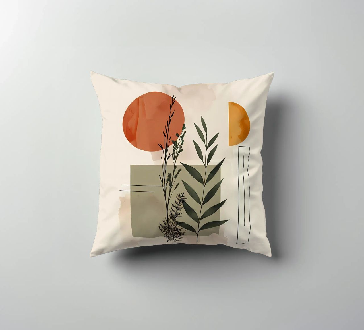 Geometrical elements with botanical composition decorative cushion by LaylaOzHome