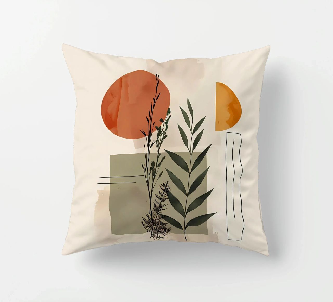 Geometrical elements with botanical composition decorative cushion by LaylaOzHome