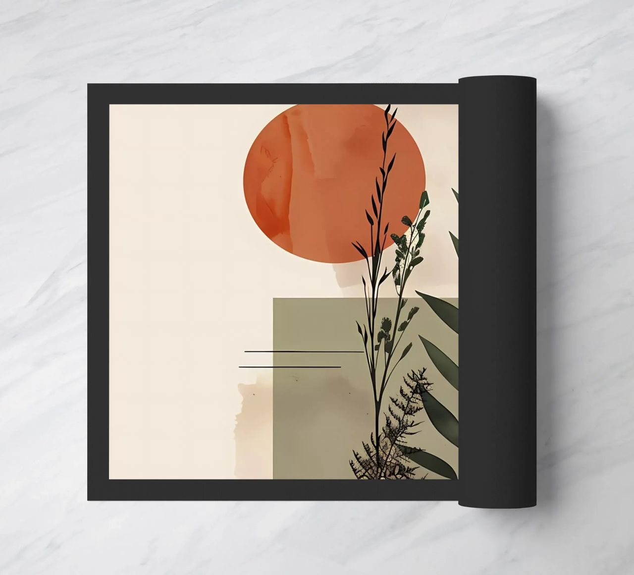 Geometrical elements with botanical composition doormat by LaylaOzHome