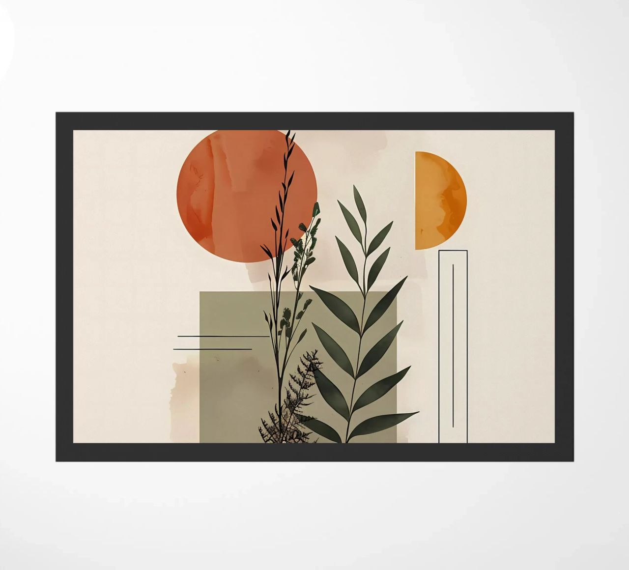Geometrical elements with botanical composition doormat by LaylaOzHome
