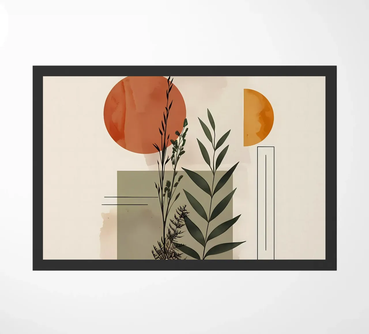 Geometrische Elemente mit botanischer Komposition Fußmatte von LaylaOzHome
