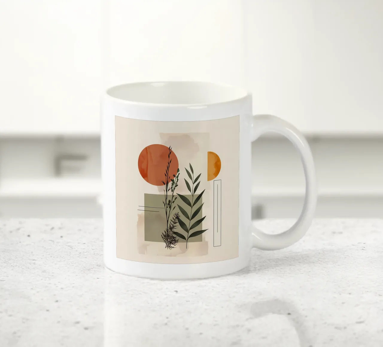 Éléments géométriques avec composition botanique mug en céramique de LaylaOzHome