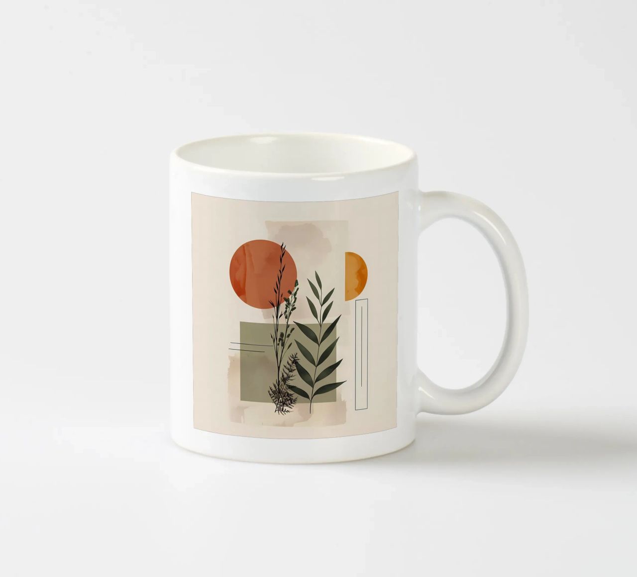 Geometrical elements with botanical composition ceramic mug by LaylaOzHome