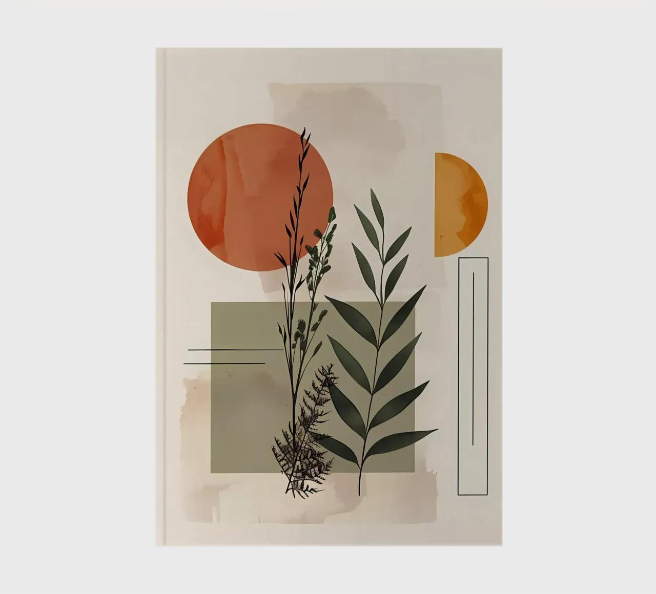 Geometrical elements with botanical composition notebook by LaylaOzHome