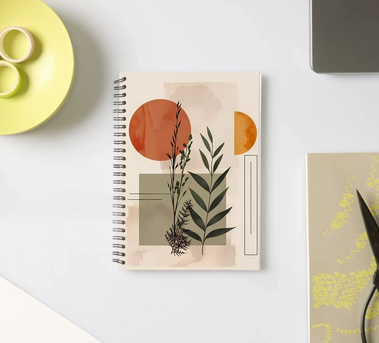 Elementos geométricos con composición botánica cuaderno de espiral de LaylaOzHome