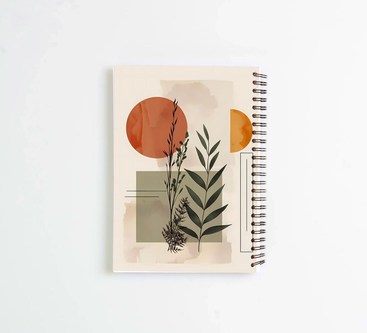 Geometrical elements with botanical composition spiral notebook by LaylaOzHome