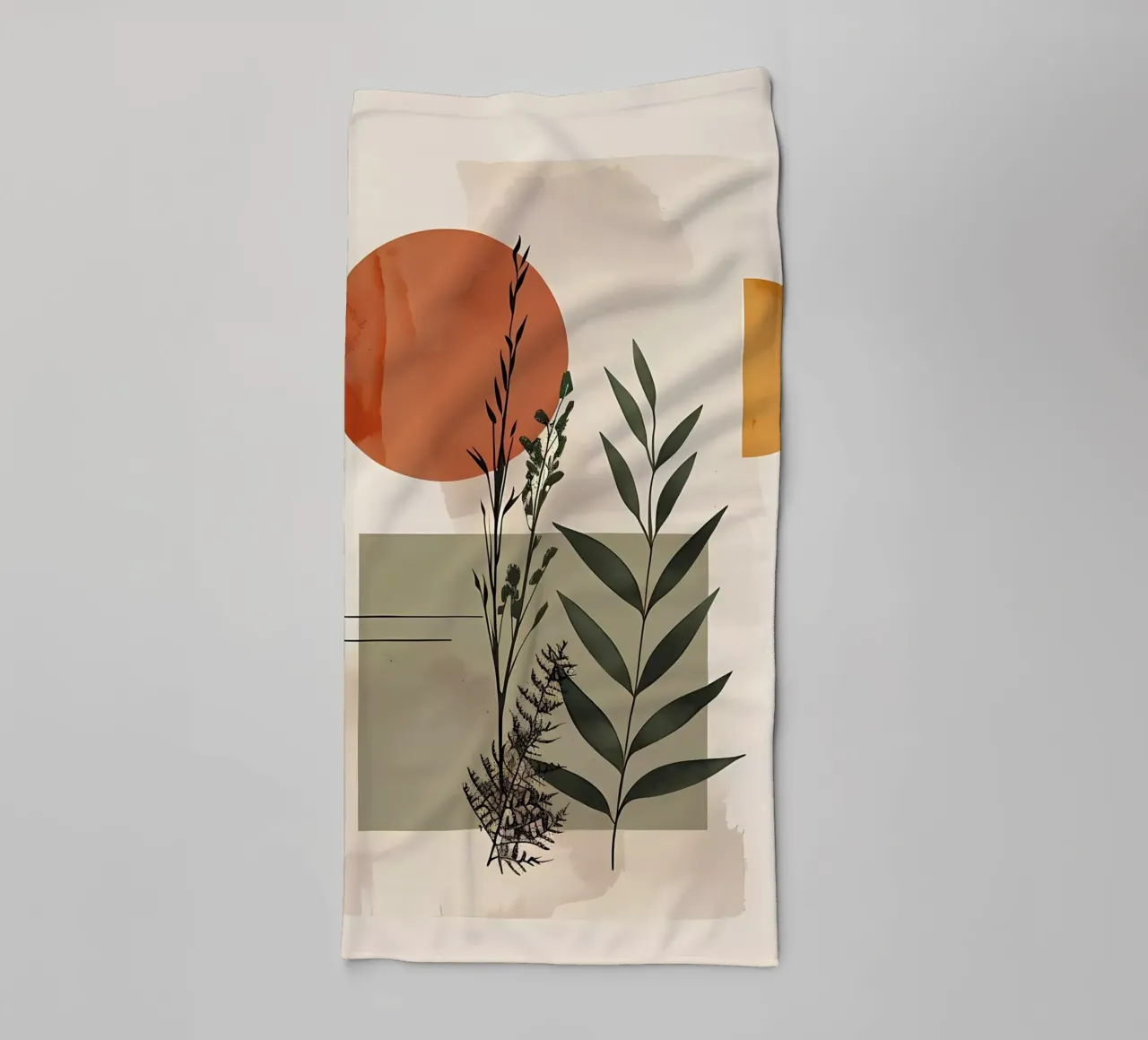 Geometrical elements with botanical composition towel by LaylaOzHome