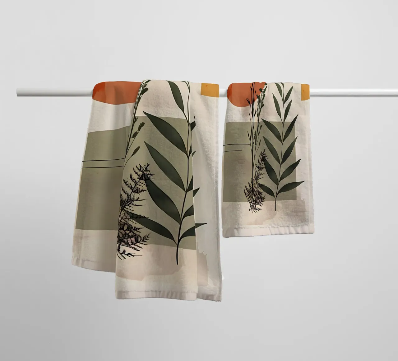 Geometrical elements with botanical composition towel by LaylaOzHome