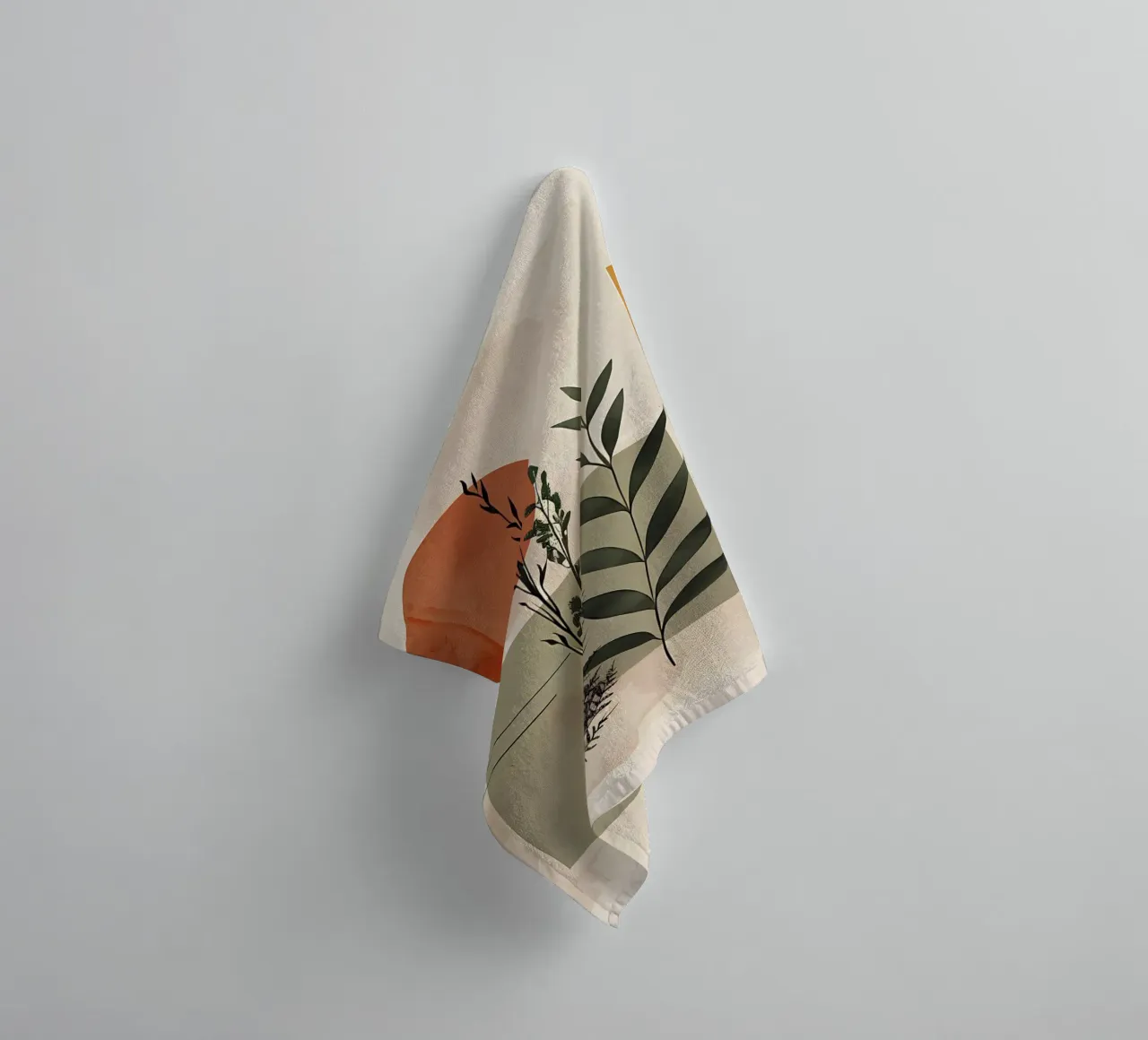 Geometrische Elemente mit botanischer Komposition Handtuch von LaylaOzHome