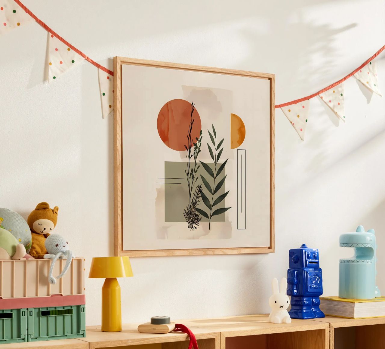 Geometrische elementen met botanische compositie acryl van LaylaOzHome