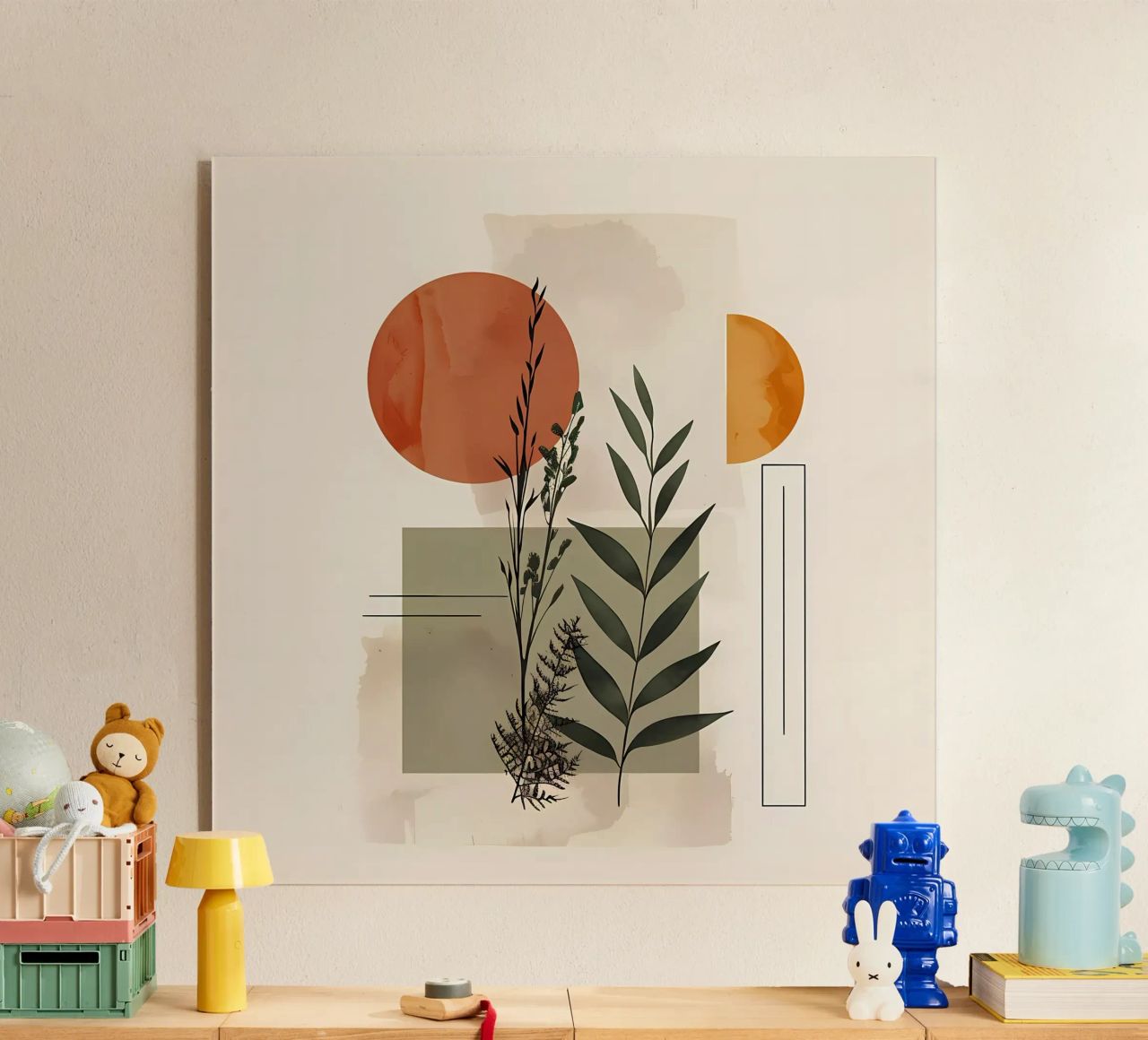 Geometrische elementen met botanische compositie acryl van LaylaOzHome