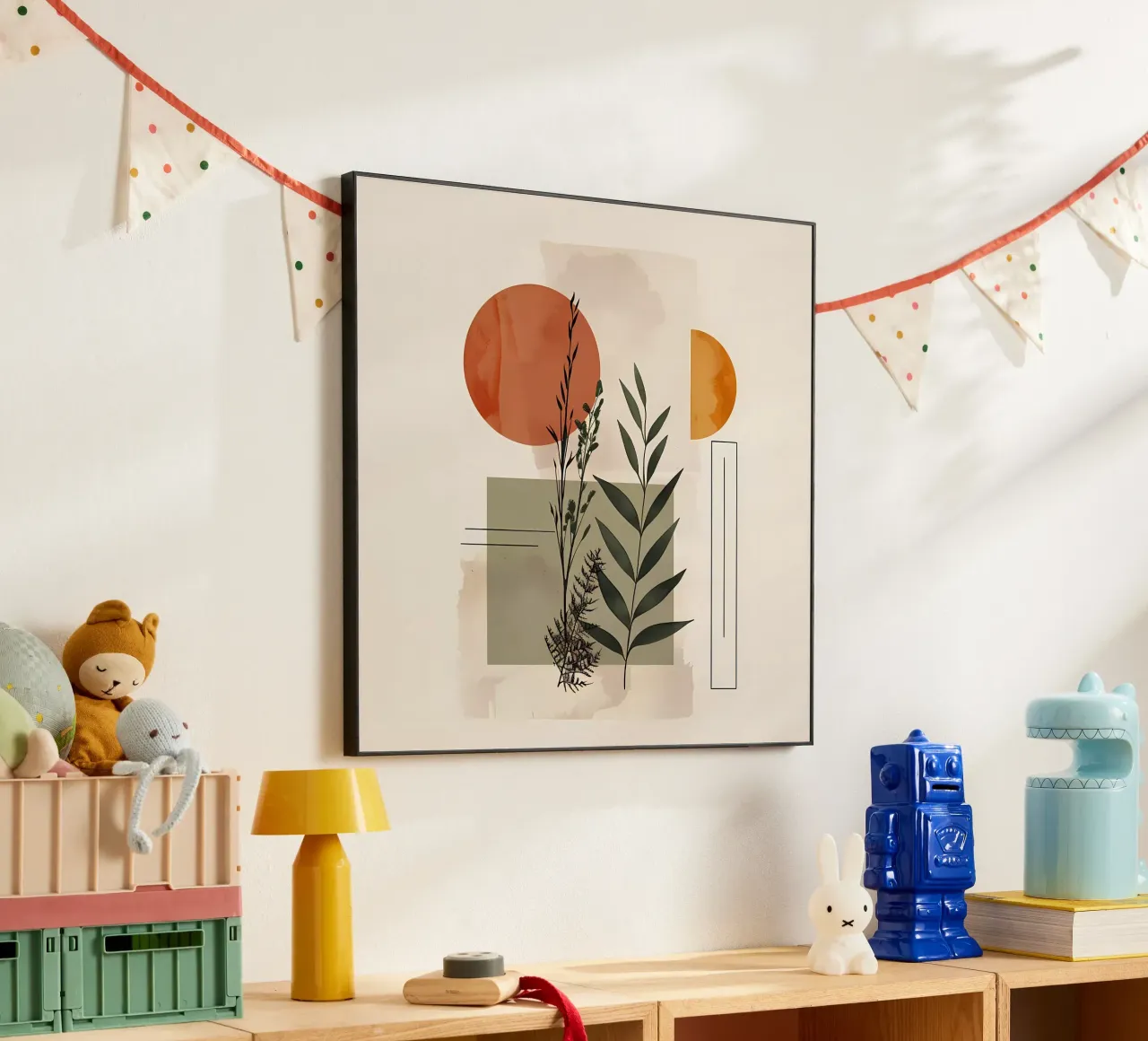 Elementos geométricos con composición botánica aluminio dibond de LaylaOzHome
