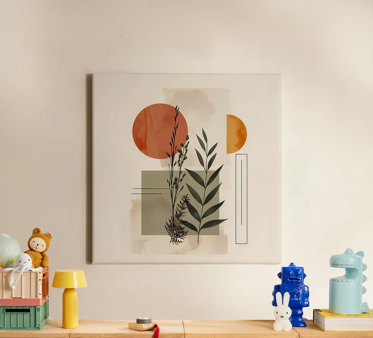 Geometrical elements with botanical composition canvas by LaylaOzHome