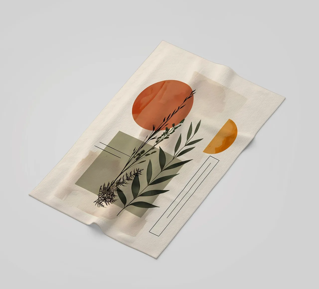 Geometrische Elemente mit botanischer Komposition Strandtuch von LaylaOzHome