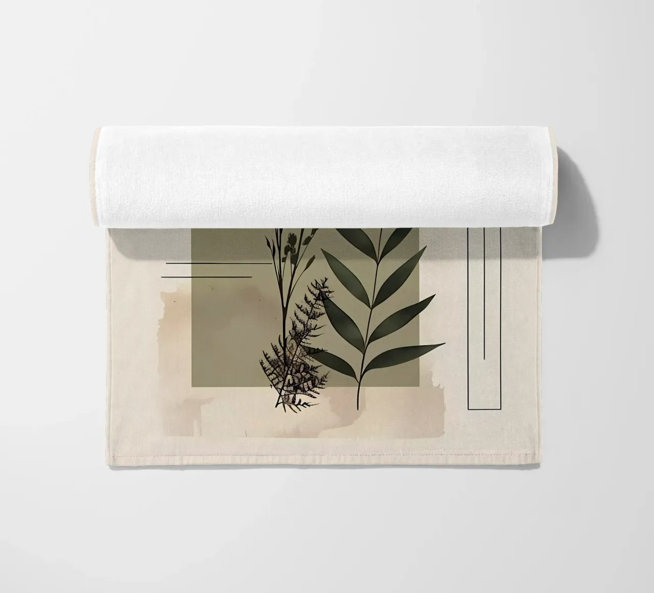 Geometrical elements with botanical composition beach towel by LaylaOzHome
