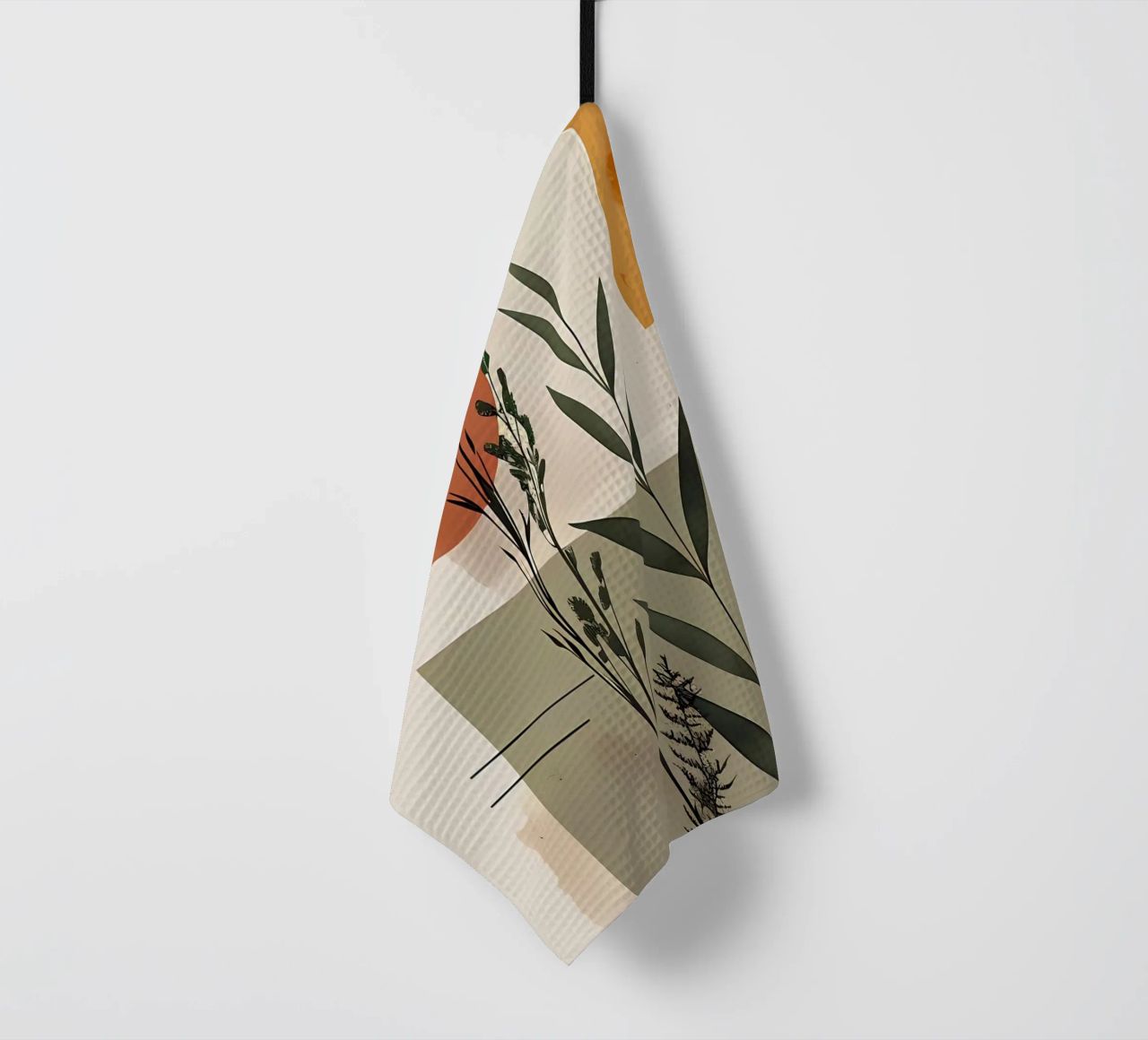 Geometrical elements with botanical composition tea towel by LaylaOzHome