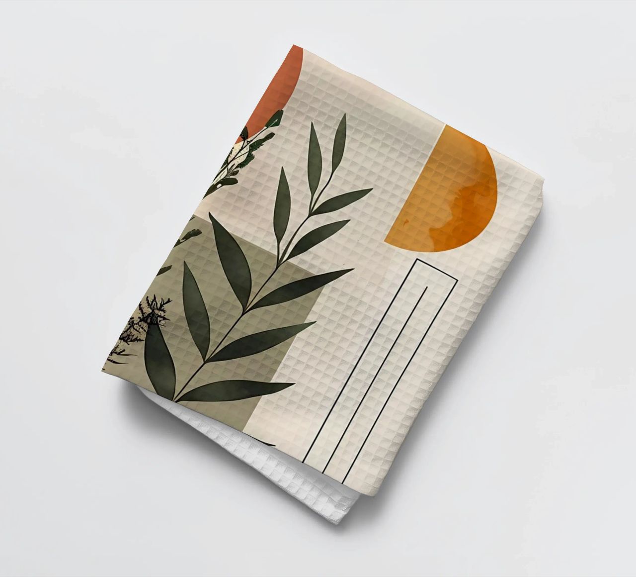Geometrical elements with botanical composition tea towel by LaylaOzHome