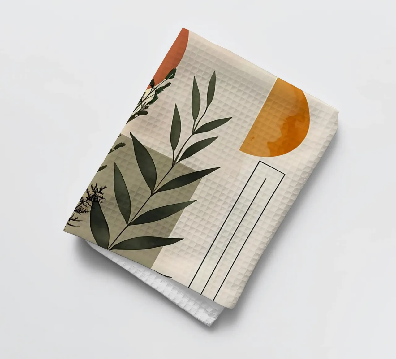 Geometrische Elemente mit botanischer Komposition Geschirrtuch von LaylaOzHome